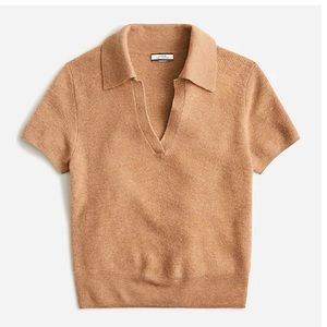NWT Jcrew Featherweight cashmere collared short-sleeve sweater